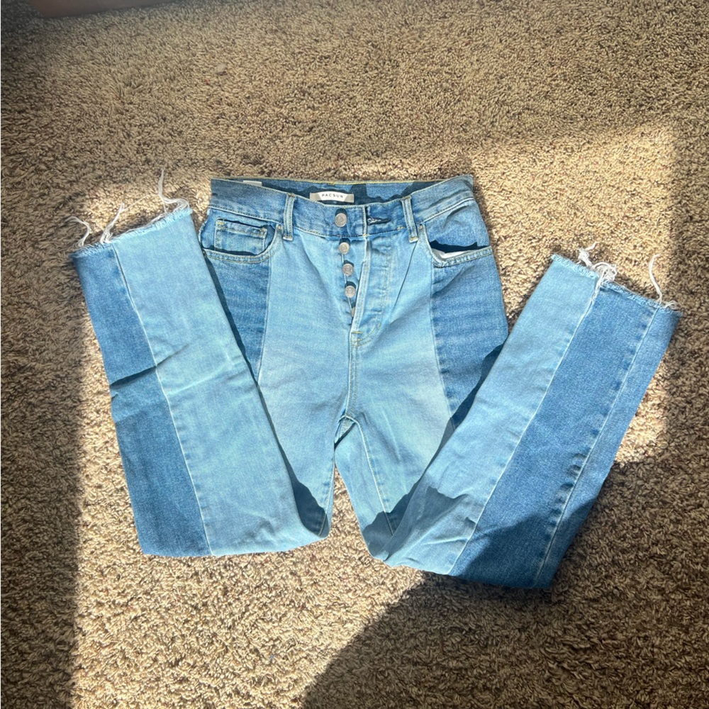 Two-Tone Pascun High Rise Straight Jeans